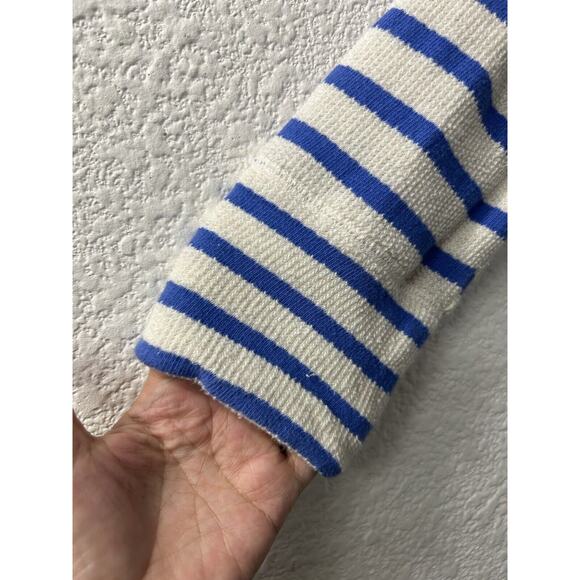 Matilda Jane Cardigan Womens Blue White Stripe Knit Open Front Sweater Lace Sz S - Picture 2 of 13